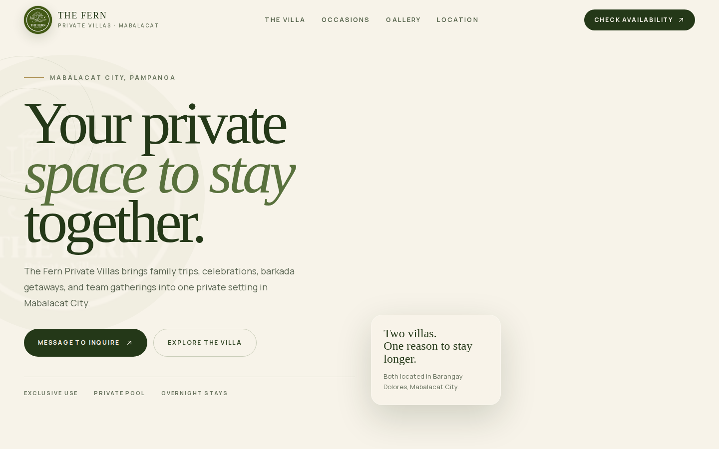 The Fern Private Villas website