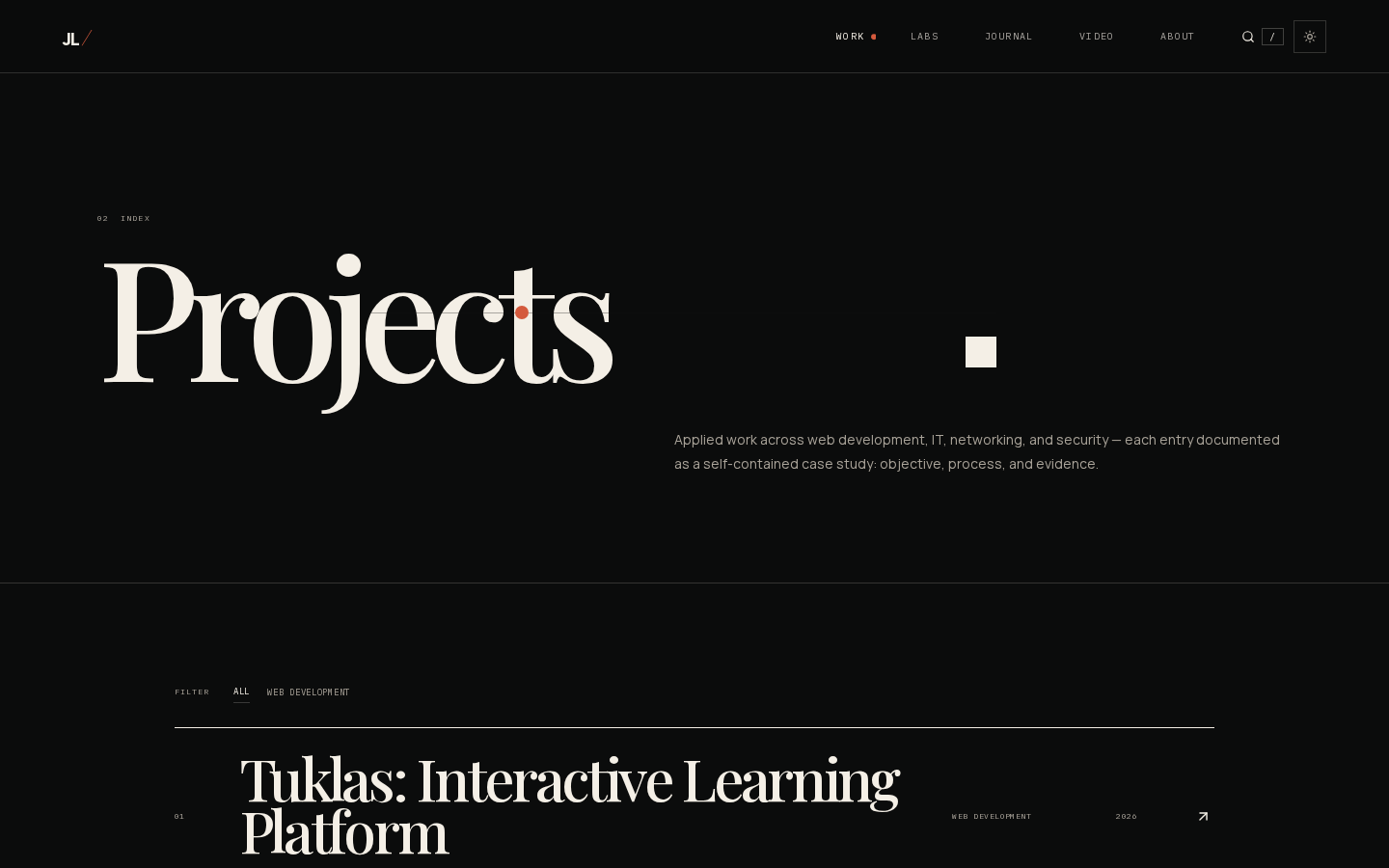 Project browser in Jonas Lacandola's portfolio